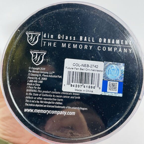 Nebraska Cornhuskers Huskers Future Fan Large 4 inch Glass Ball Ornament Memory - Picture 3 of 6